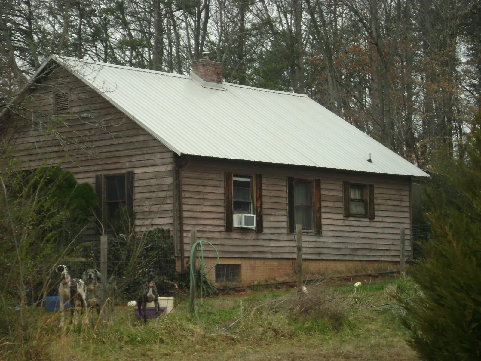 White metal roof on an old wood sided farmhouse, from a Asphalt Shingle Roof Repair job in Kingsport